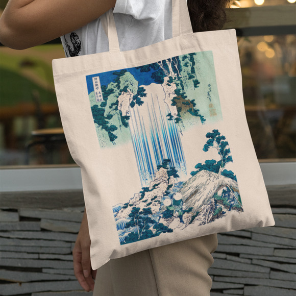 . Handbags - Japanese Yoro Waterfall Blue Canvas Tote